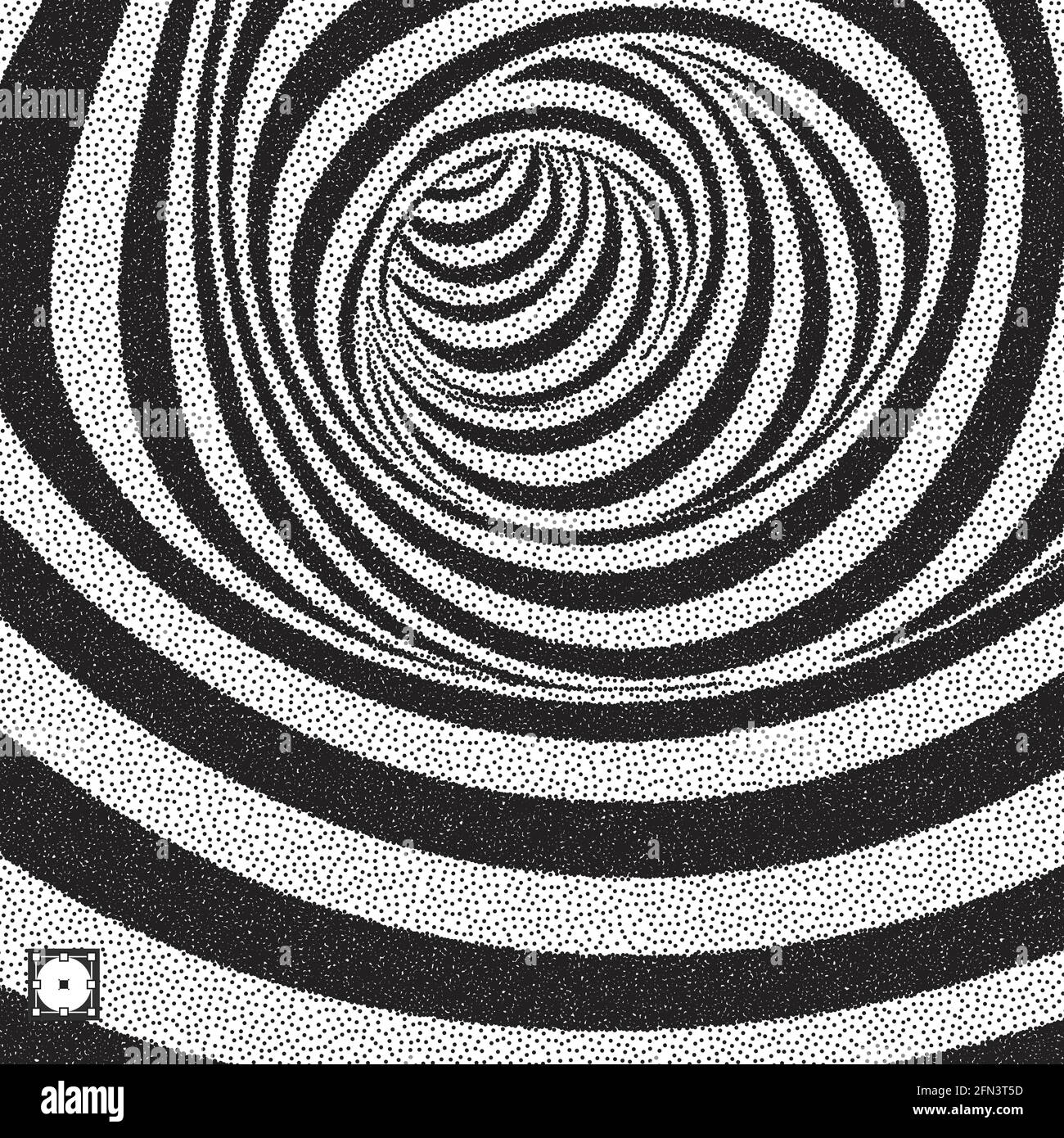 Tunnel. Noir et blanc à rayures résumé arrière-plan. Pointillisme avec illusion d'optique. Vector illustration pointillées. Illustration de Vecteur