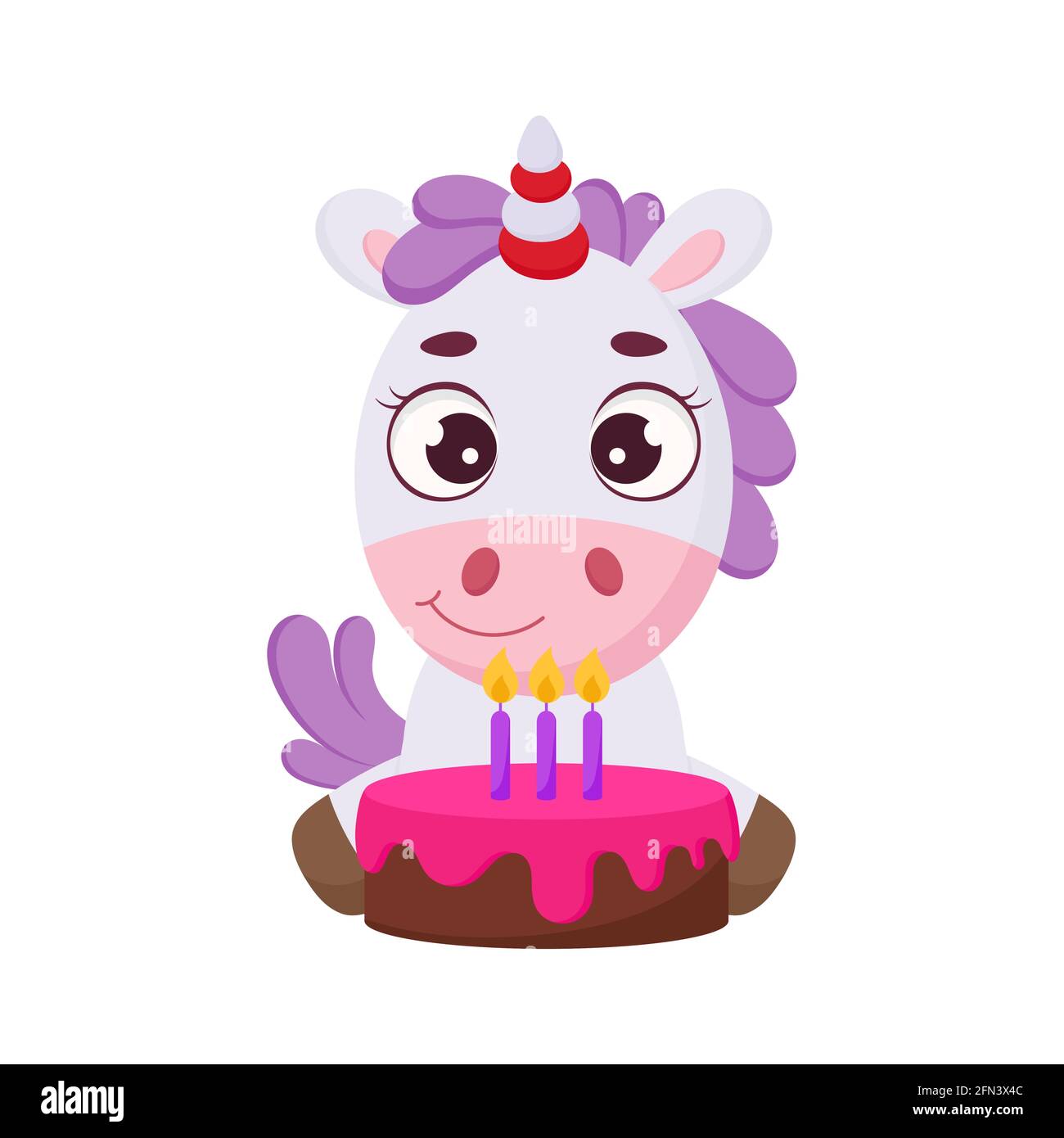 Une Jolie Licorne Magique Avec Gateau Drole De Magie Unicorn Personnage De Dessin Anime Pour L Impression Cartes Douche De Bebe Invitation Fonds D Ecran Decor Couleur Vive Image Vectorielle Stock Alamy