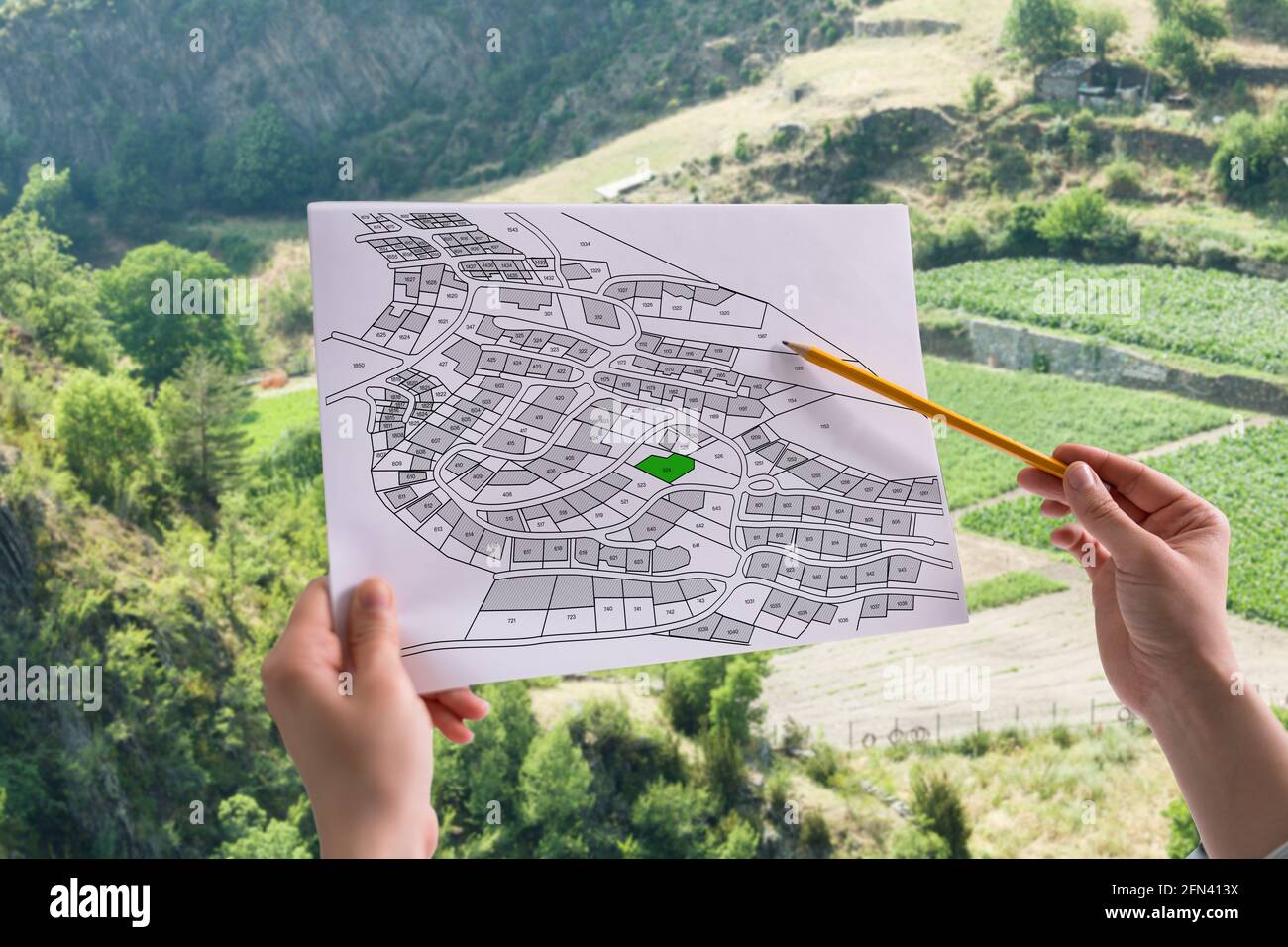 Carte de développement du cadastre et tracé du développeur Banque D'Images