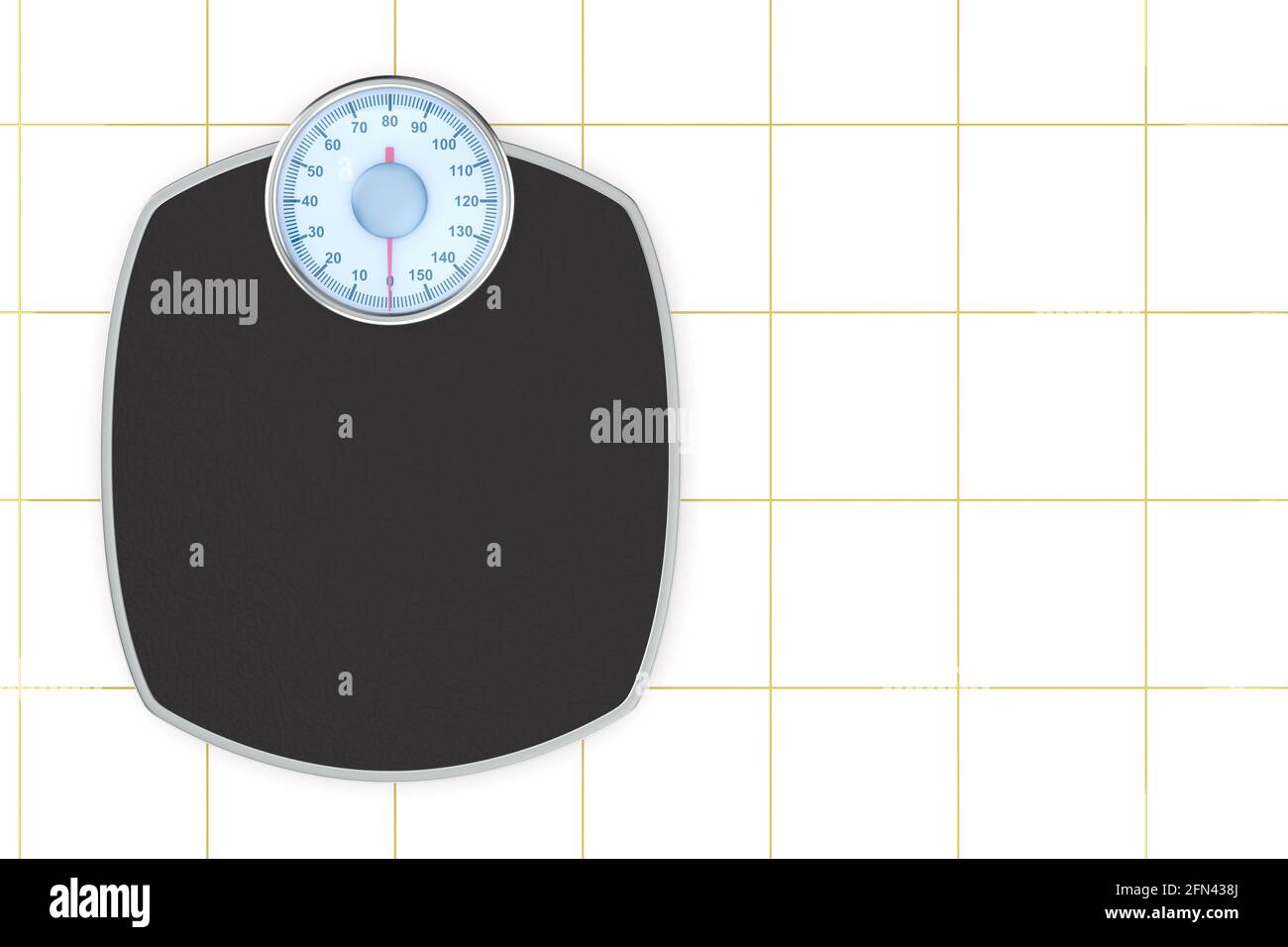 pèse-personne sur fond de carreaux. Illustration 3D isolée Banque D'Images