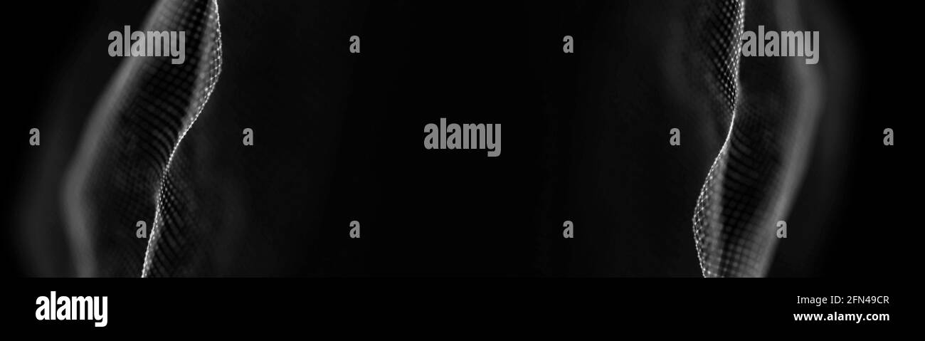 Résumé de la technologie de données illustration futuriste. Forme en polyéthylène basse avec points et lignes de connexion sur fond sombre. Rendu 3D . Big Data Banque D'Images