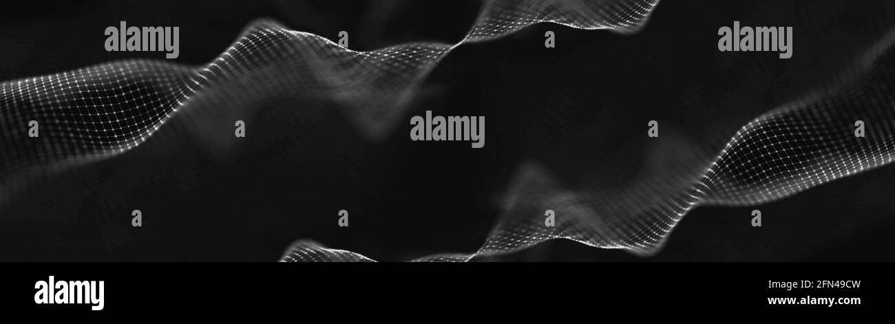 Résumé de la technologie de données illustration futuriste. Forme en polyéthylène basse avec points et lignes de connexion sur fond sombre. Rendu 3D . Big Data Banque D'Images