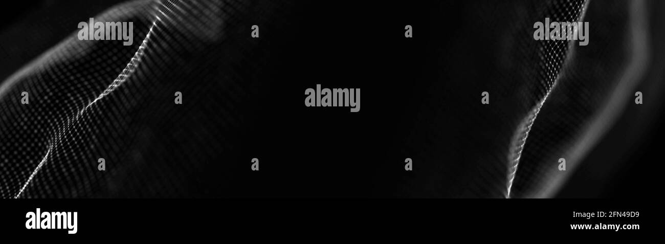 Résumé de la technologie de données illustration futuriste. Forme en polyéthylène basse avec points et lignes de connexion sur fond sombre. Rendu 3D . Big Data Banque D'Images