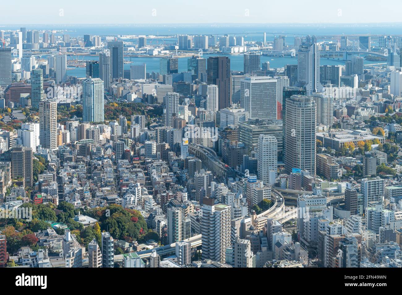 Vue sur la ville de Tokyo et paysage de la baie de Tokyo Banque D'Images