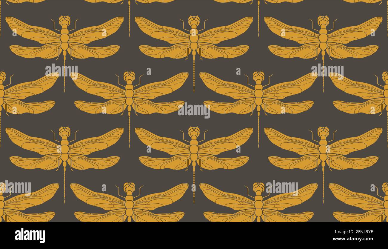 Motif libellule sans coutures. Illustration vectorielle dessinée à la main. Illustration rétro vintage. SPE 10. Illustration de Vecteur