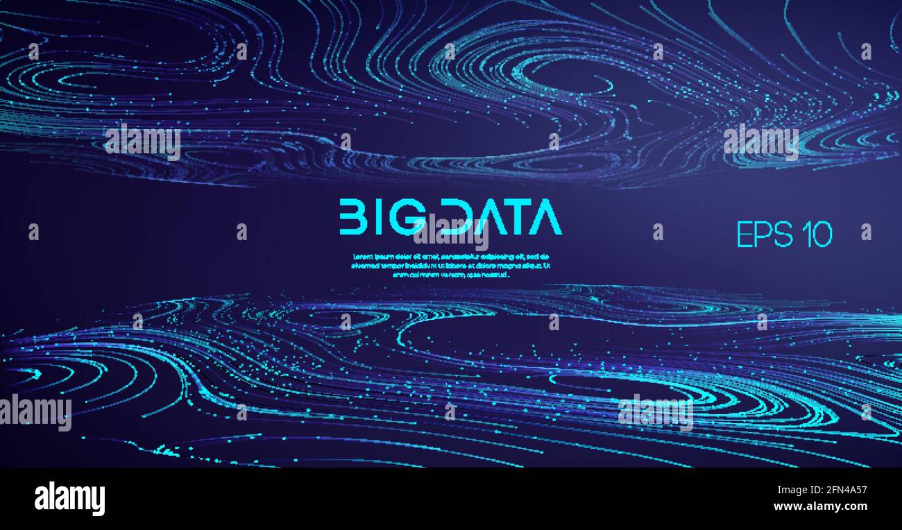 Les Big Data complexes et informatiques du secteur sont une bonne visibilité sonore. Résumé du flux de Big Data. Illustration de Vecteur