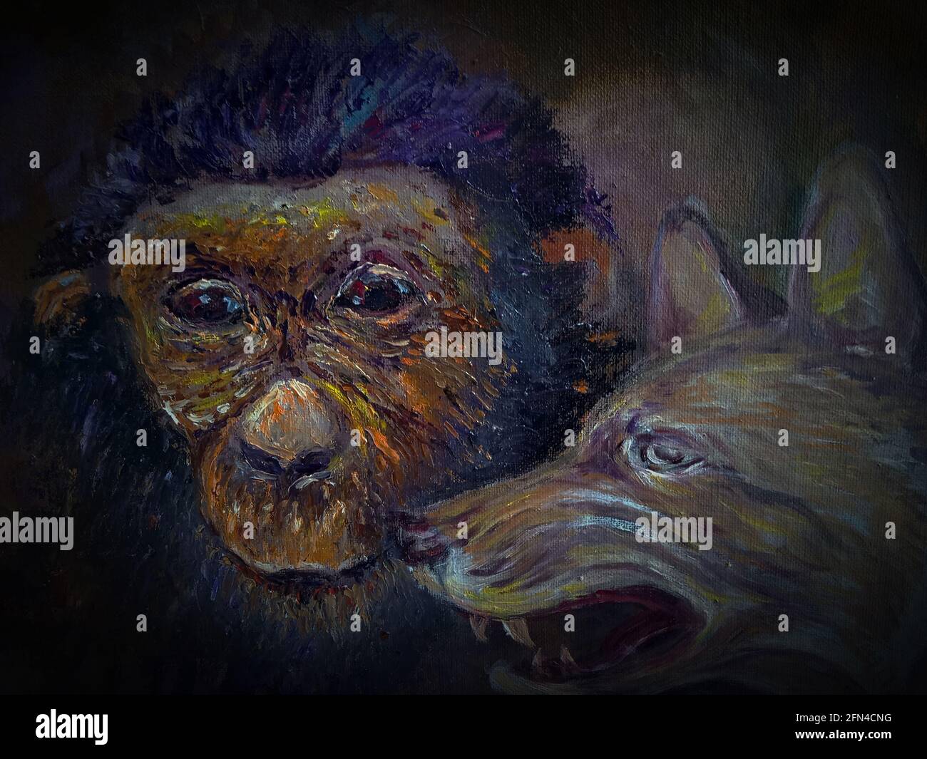 Art peinture à l'huile Beaux-arts , Chimpanzee , singe Banque D'Images