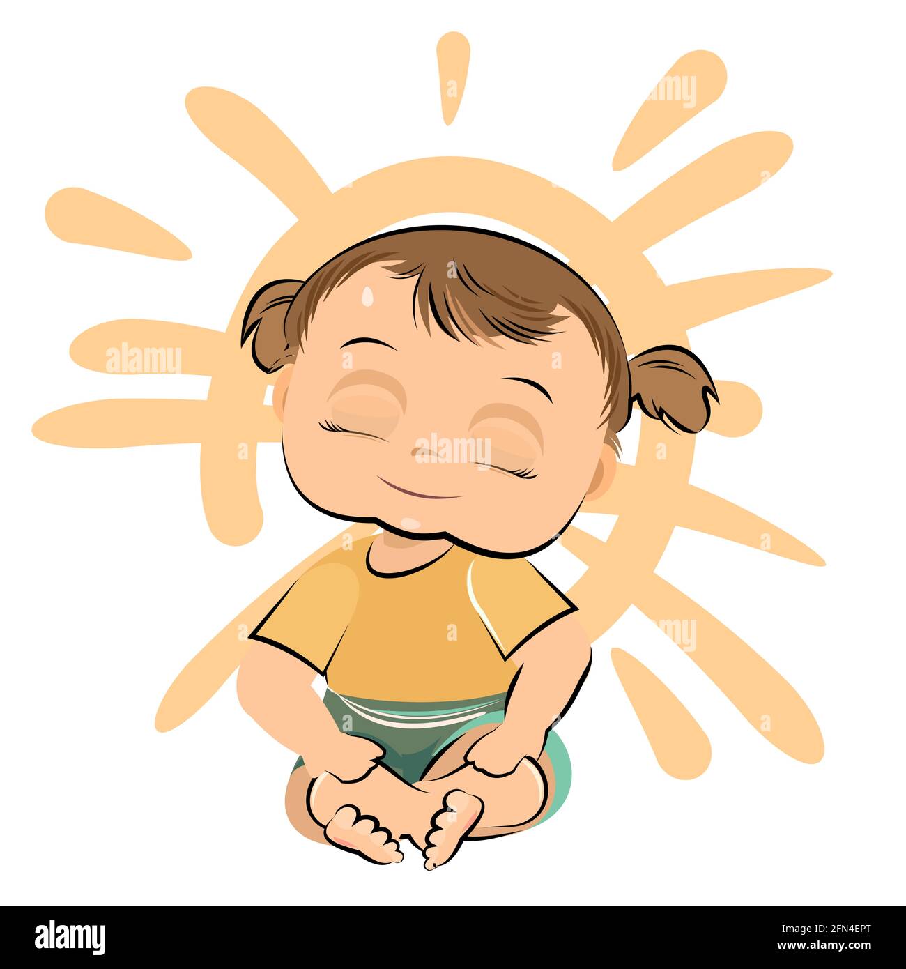 Bebe Dormant Fille Endormi Objet Isole Sur Fond Blanc Joyeux Et Sympa Drole Dessins Animes De Style Plat Age Prescolaire Vecteur D Enfance Image Vectorielle Stock Alamy