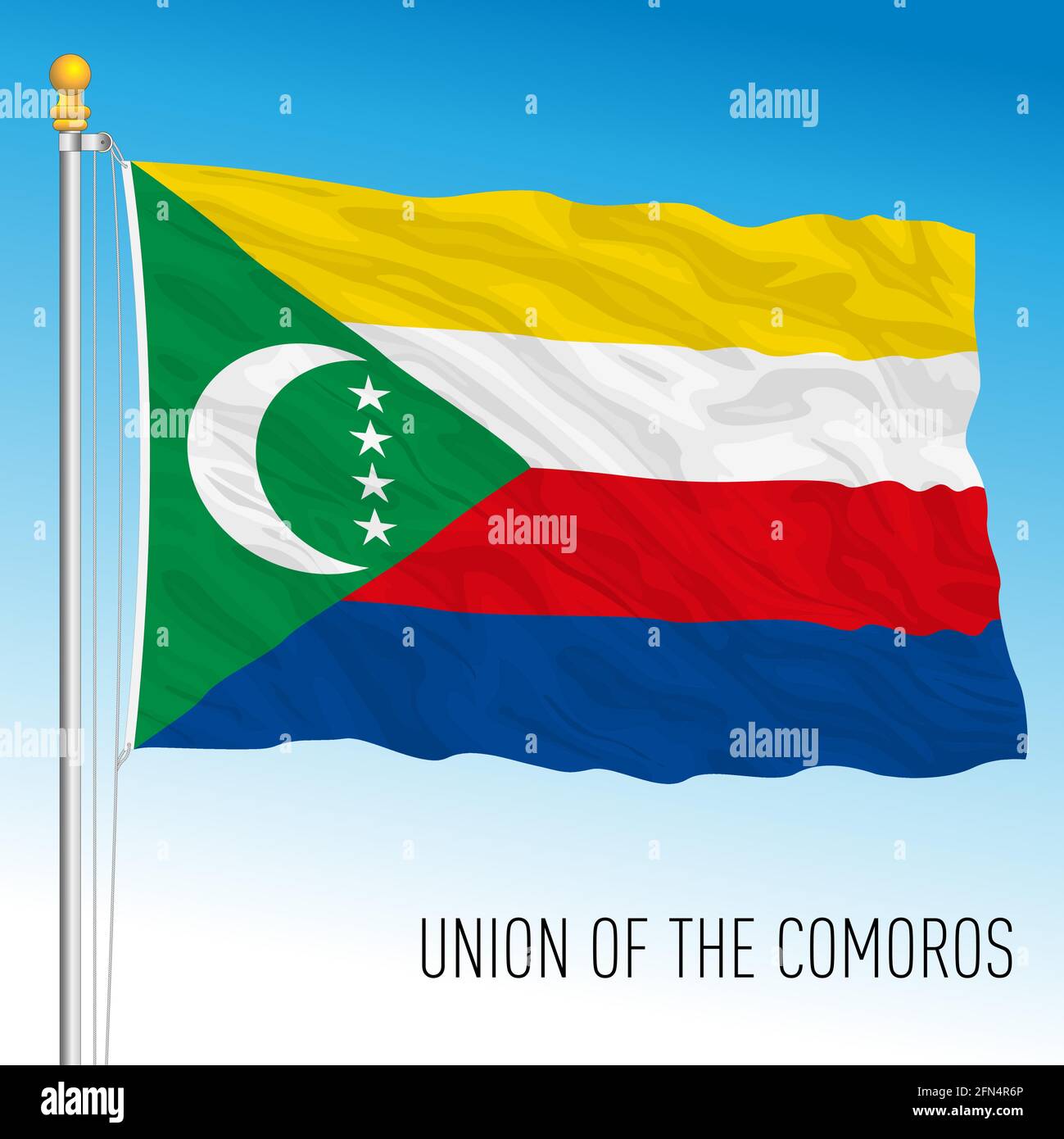 Drapeau national officiel des îles Comores, océan indien, illustration vectorielle Illustration de Vecteur