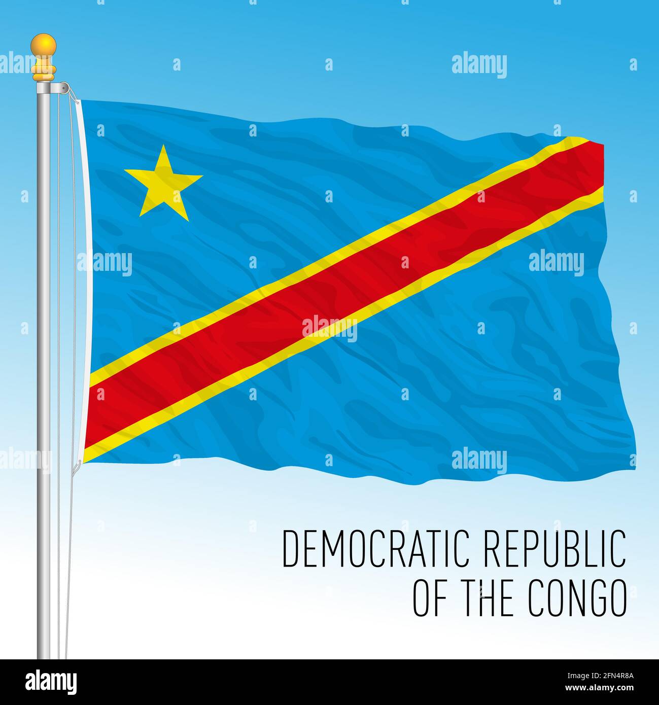 Congo drapeau national officiel de la République démocratique du Congo, pays africain, illustration vectorielle Illustration de Vecteur