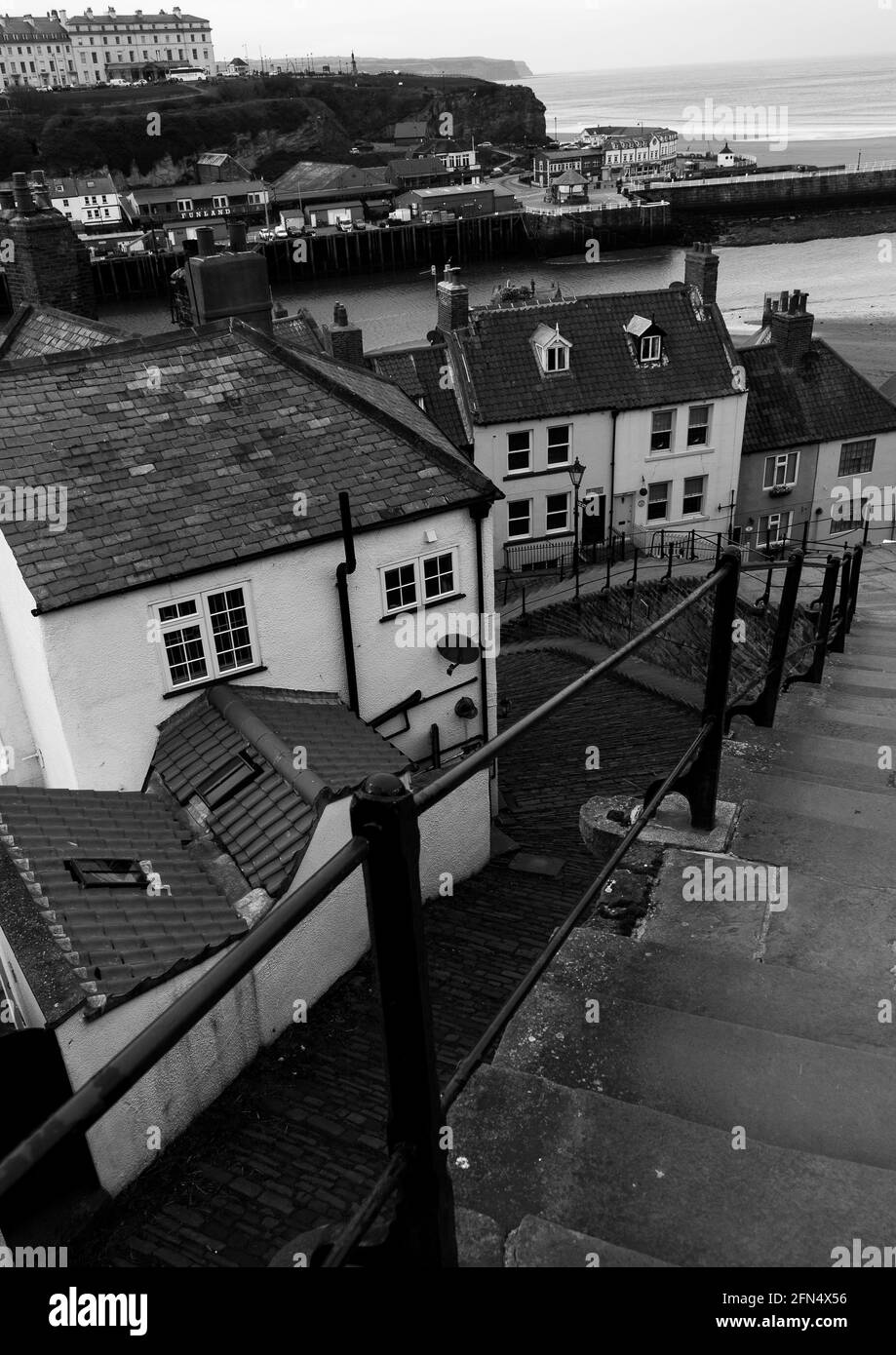 Abbaye de Whitby, Yorkshire du Nord, Angleterre, 199 marches Banque D'Images