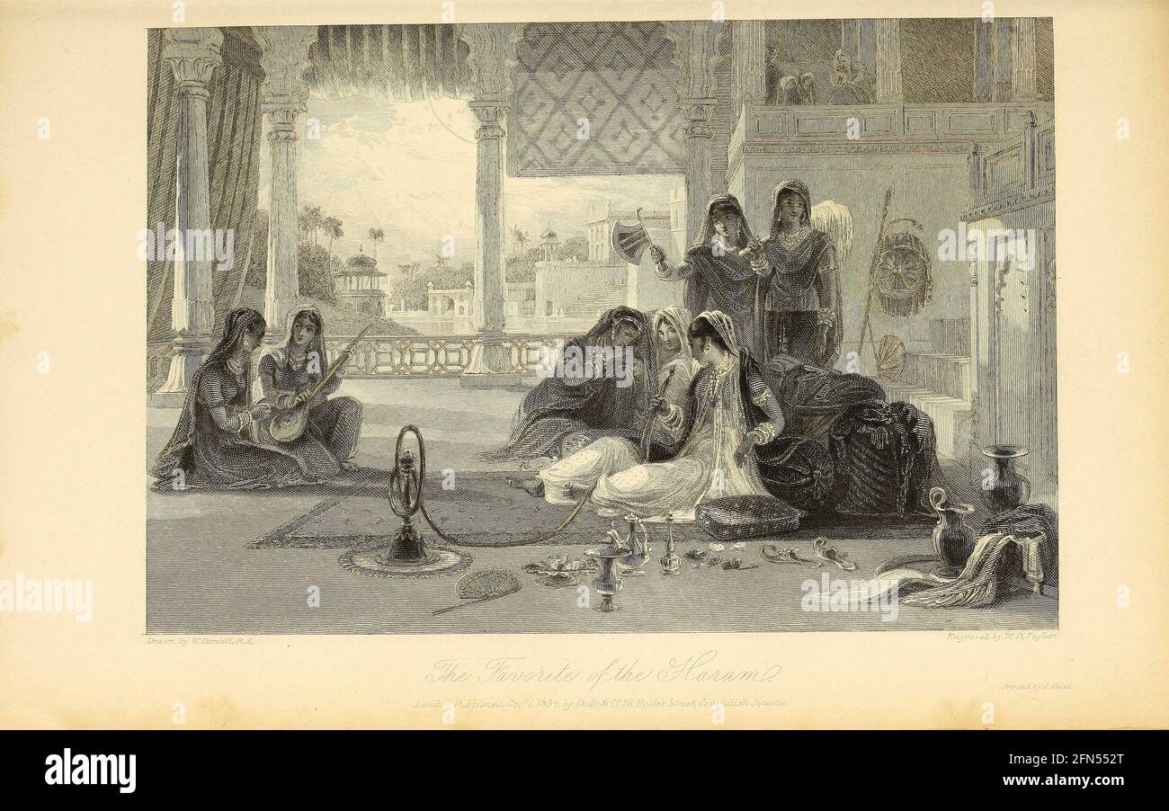 Favori du Harem du livre ' The Oriental Annual, or, Scenes in India ' par le Rév. Hobart Caunter publié par Edward Bull, Londres 1835 gravures de dessins de William Daniell Banque D'Images