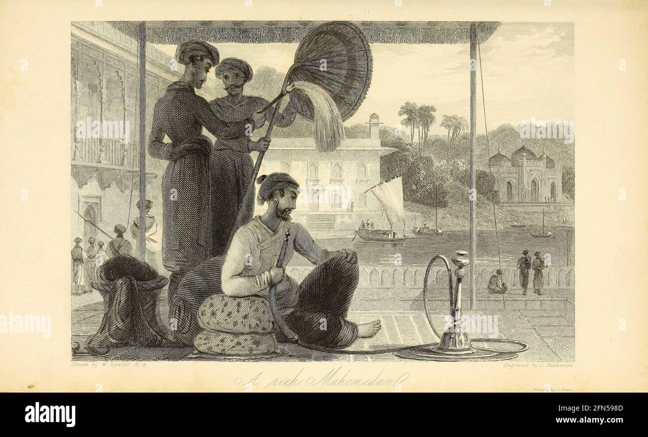 Un riche Mahomedan tiré du livre « The Oriental Annual, or, Scenes in India » du rév. Hobart Caunter publié par Edward Bull, Londres 1836 gravures tirées de dessins de William Daniell Banque D'Images