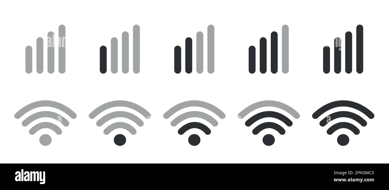 Icônes du système de téléphonie mobile, intensité du signal wi-fi, vecteur Illustration de Vecteur