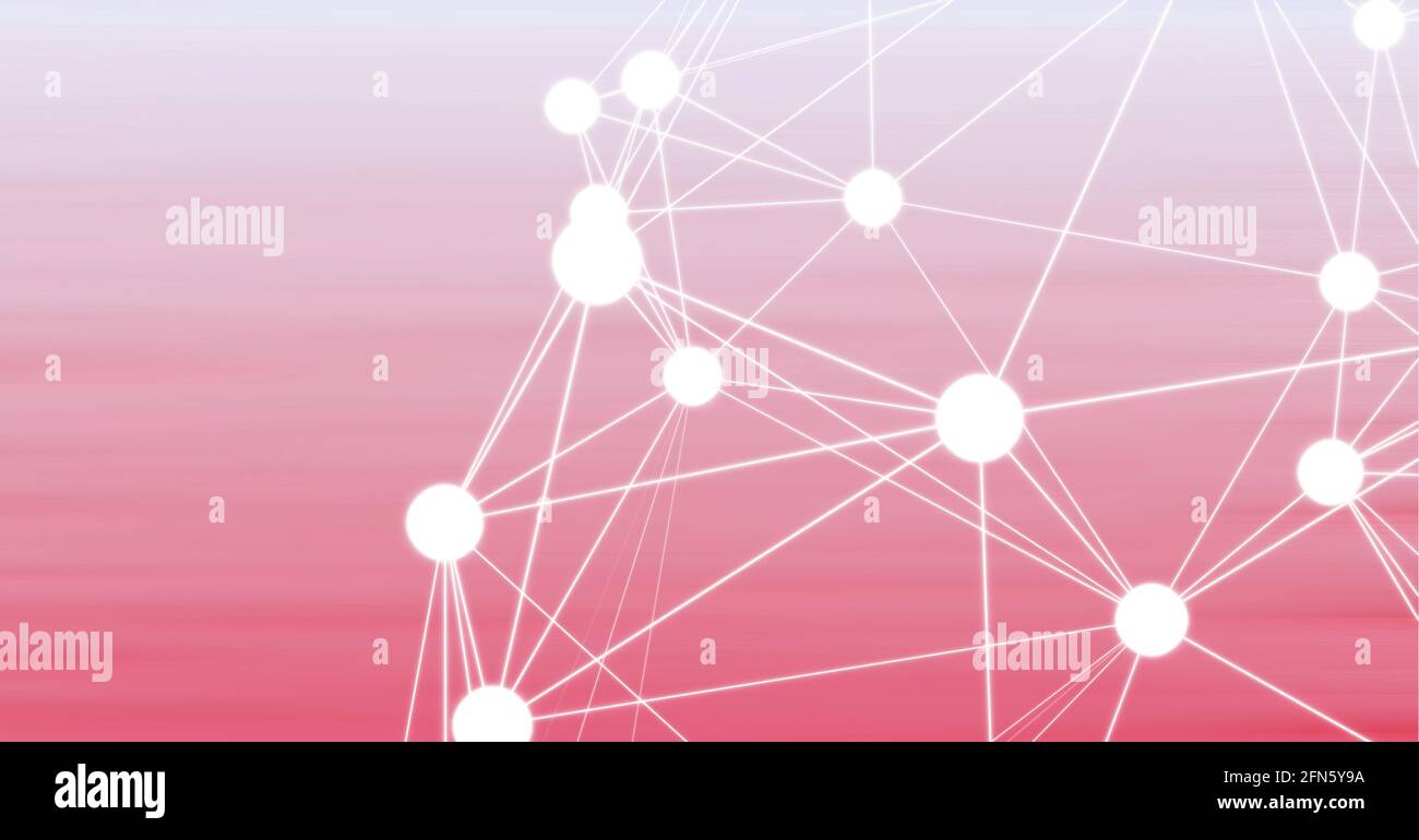 Globe de réseau de connexions contre le dégradé rose et blanc arrière-plan Banque D'Images