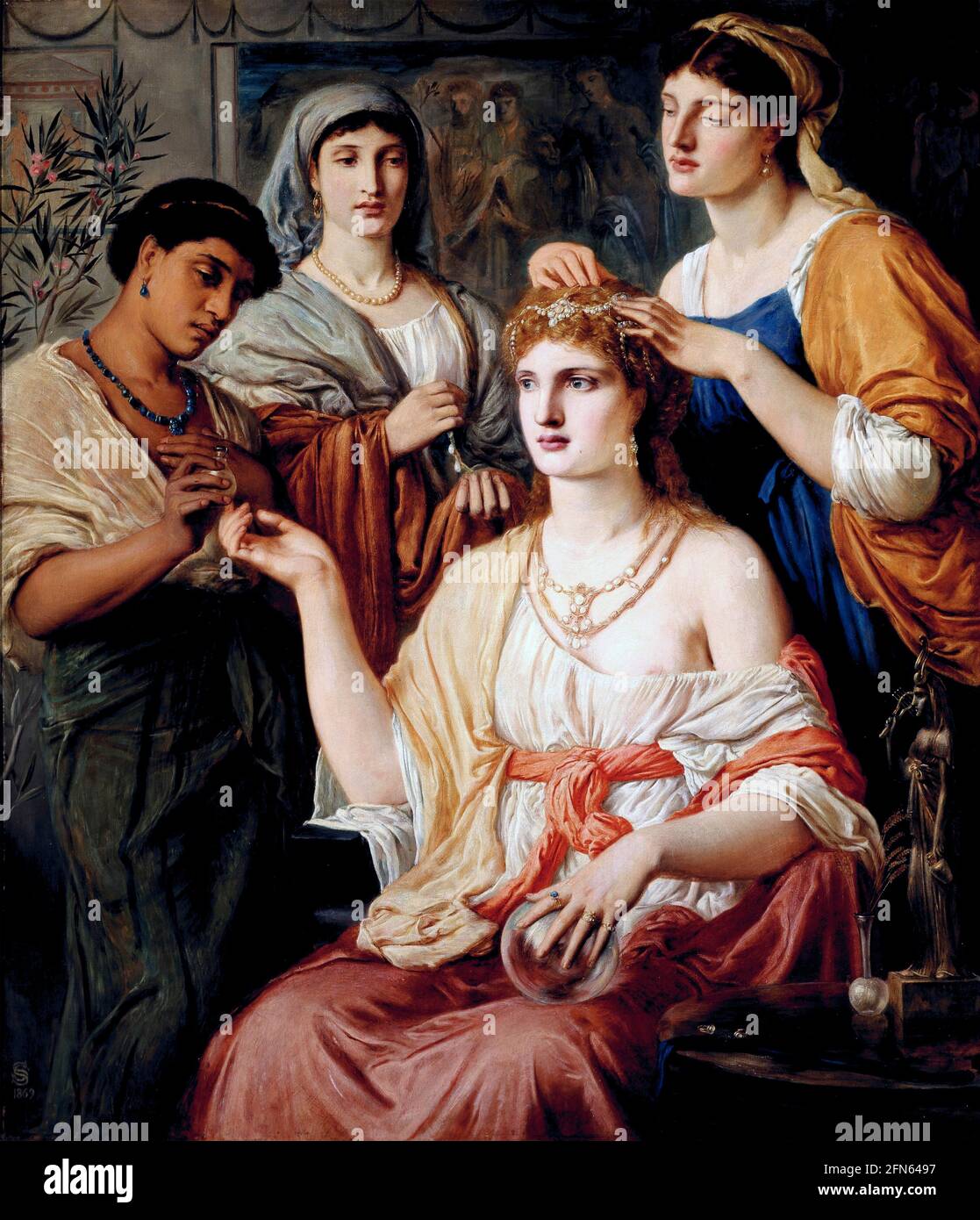 Simeon Salomon. Peinture intitulée 'toilette d'une Dame romaine' par l'artiste anglais Simeon Solomon (1840 -1905), huile sur toile, 1869 Banque D'Images