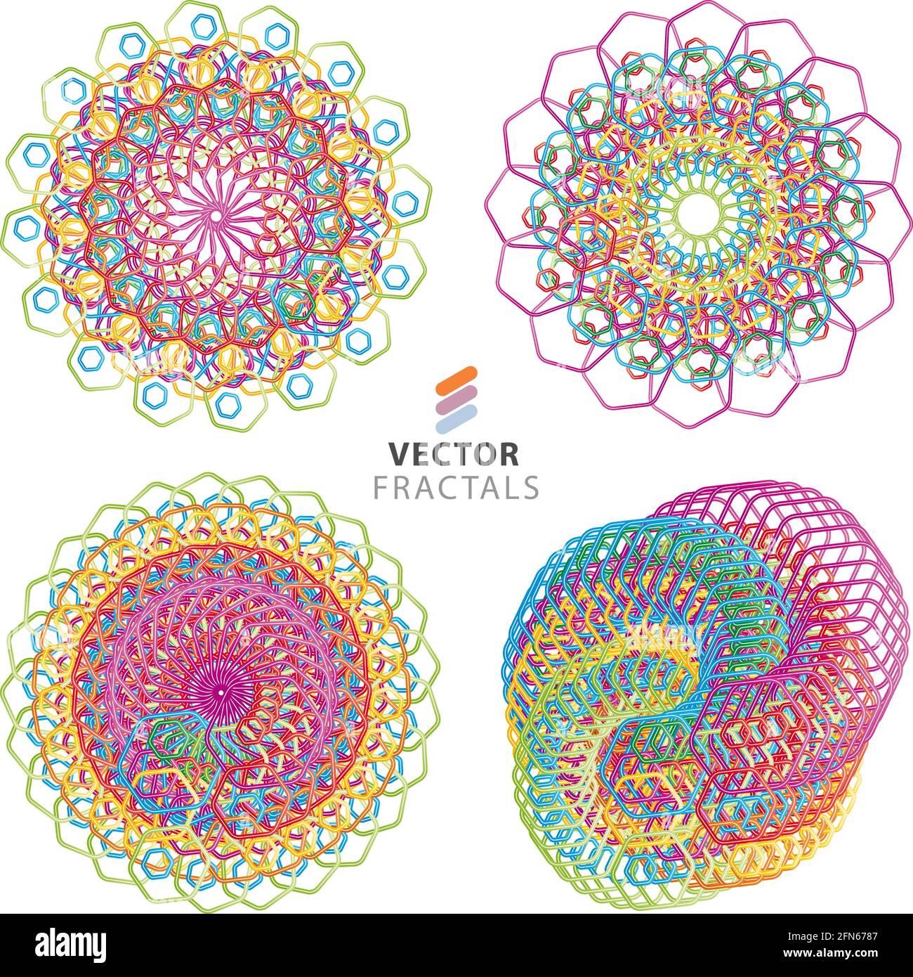 Fractale coloré vecteur créatif fleur design collection Illustration de Vecteur