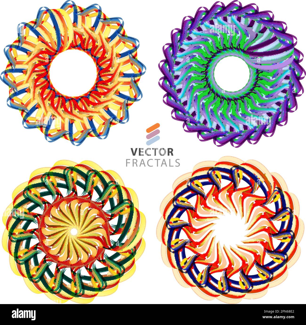 Fractale coloré vecteur créatif fleur design collection Illustration de Vecteur