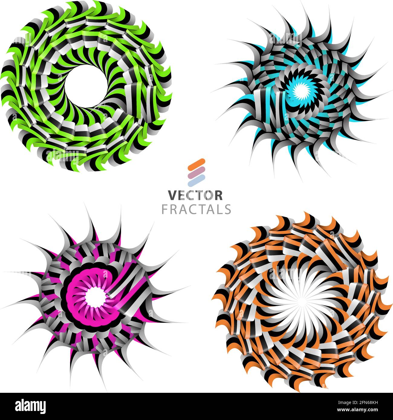 Fractale coloré vecteur créatif fleur design collection Illustration de Vecteur
