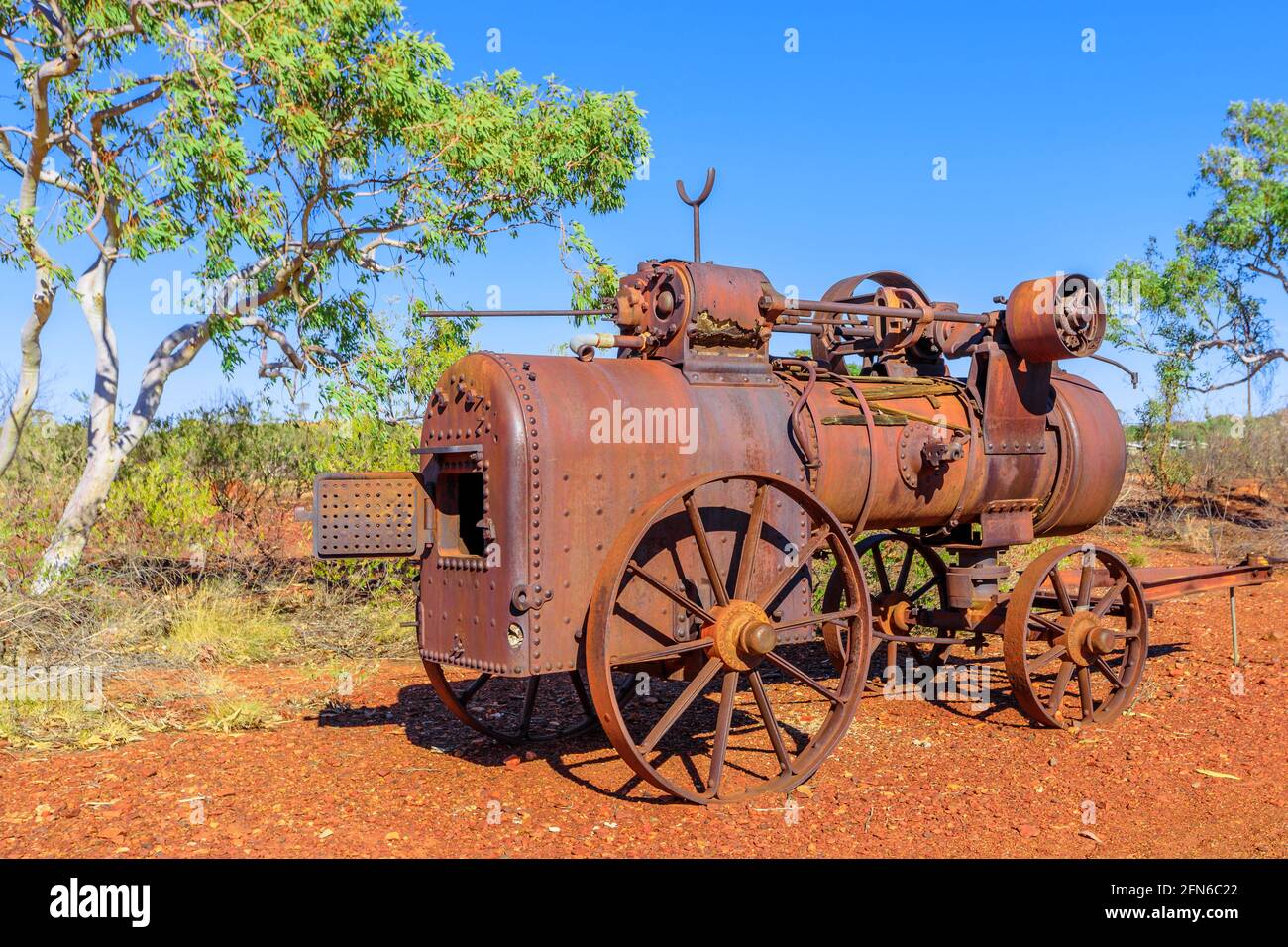 Tennant Creek, Australie - août 2019 : machine de fusion de l'or du Battery Hill Mining Centre, Tennant Creek, dans le territoire du Nord de l'Australie. L'ancien Banque D'Images