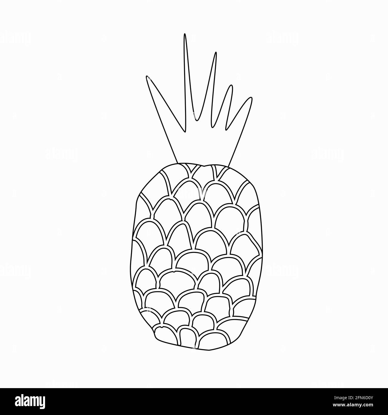 Illustration vectorielle noir et blanc de la feuille de coloriage ananas Illustration de Vecteur