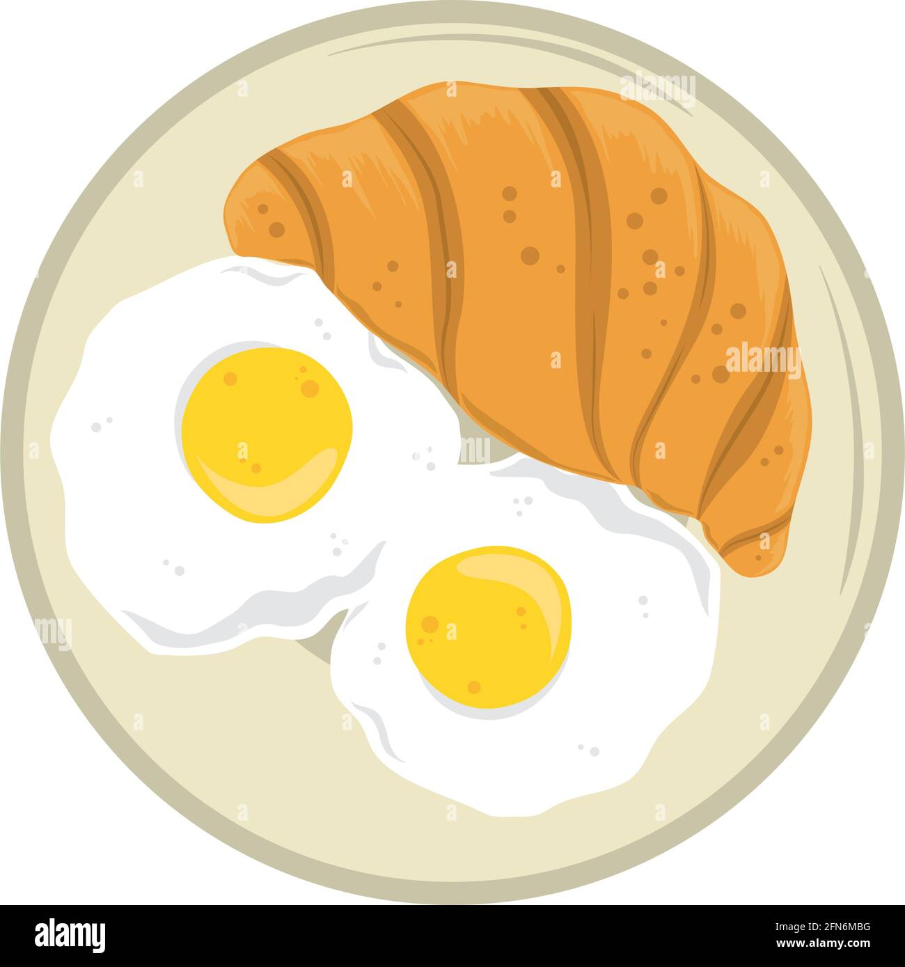 œuf et croissant pour le petit déjeuner Illustration de Vecteur