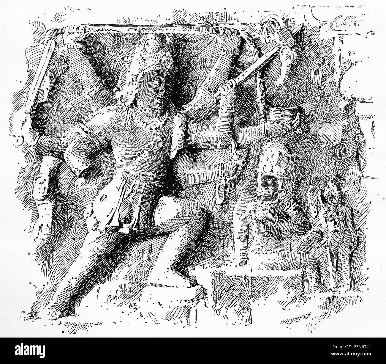 Gravure d'une statue du dieu indien Shiva à Ellora Banque D'Images