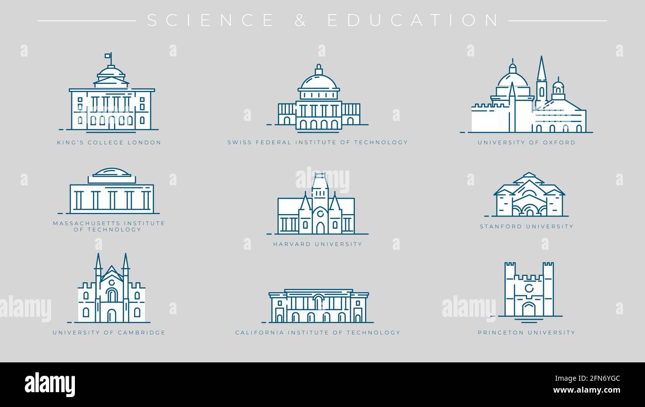 Jeu d'icônes vectorielles de style de ligne de concept Science et Education. Illustration de Vecteur