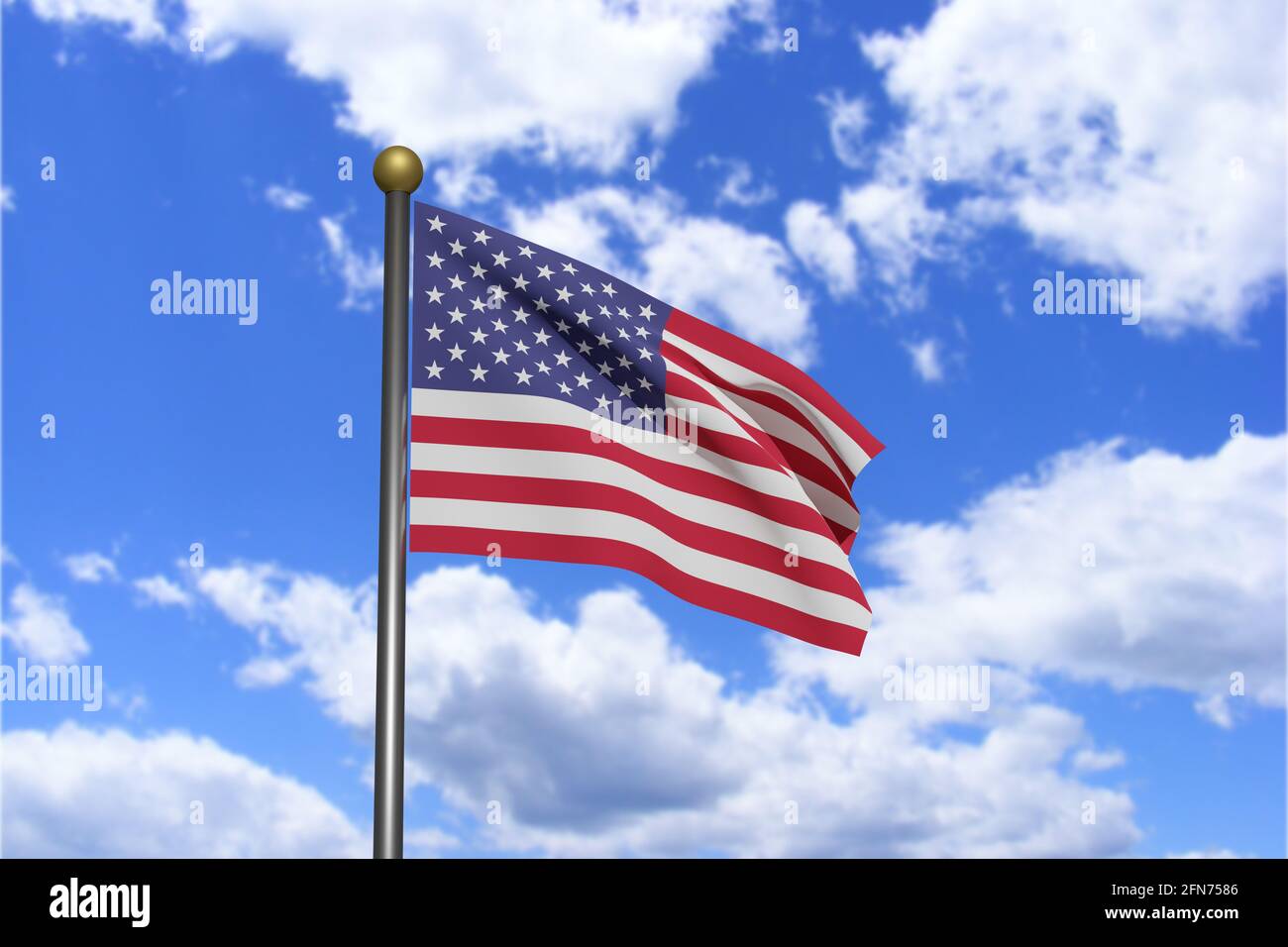 Image de rendu 3D. Drapeau des États-Unis d'Amérique agitant dans le vent. Banque D'Images