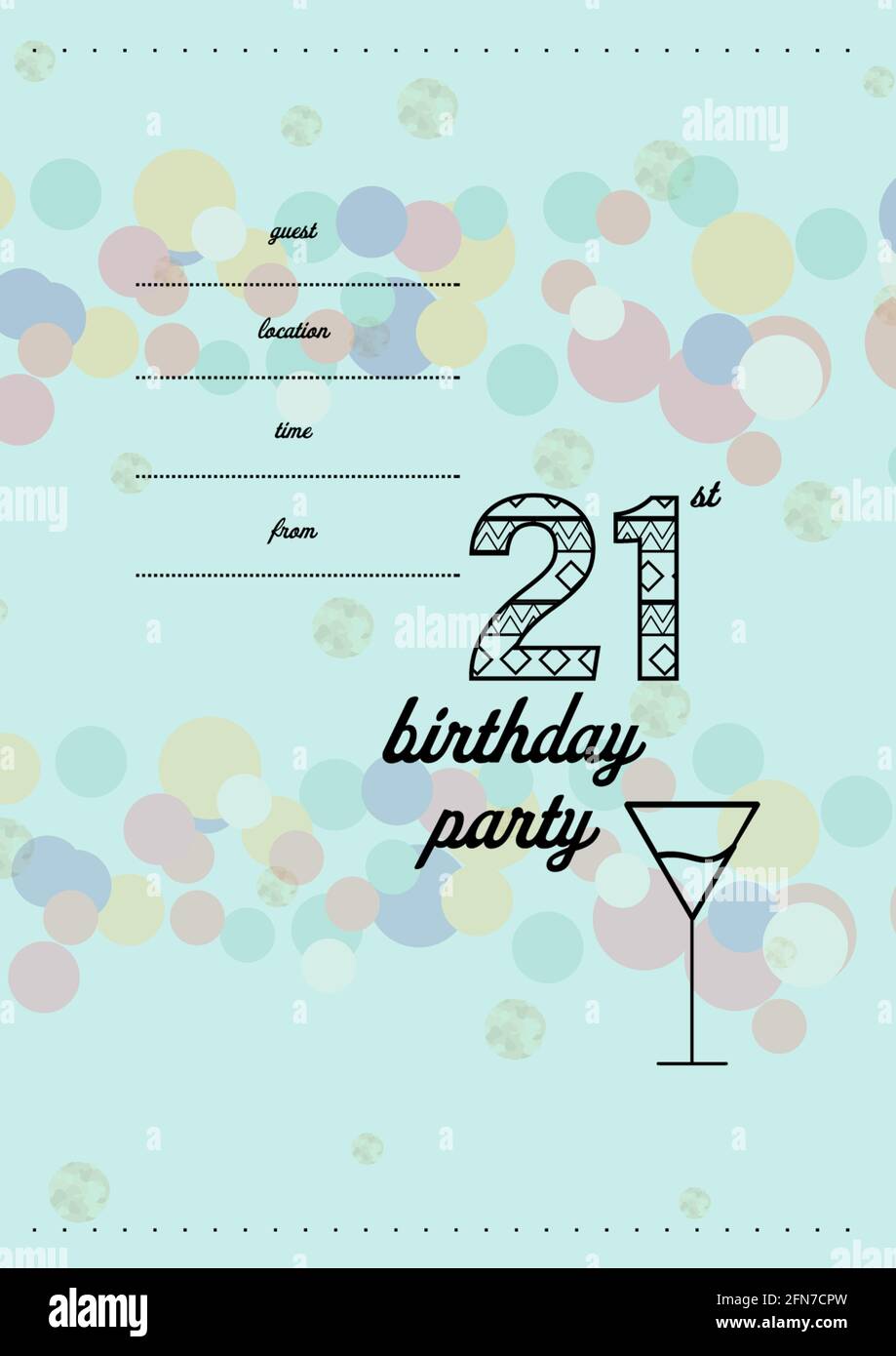 Composition de la fête du 21e anniversaire avec espace de copie et cercle motif sur fond vert Banque D'Images