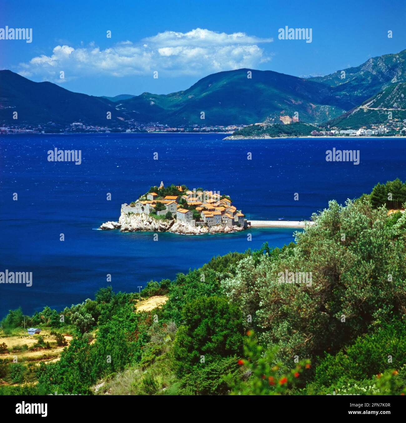 Vue sur Sveti Stefan au Monténégro Banque D'Images