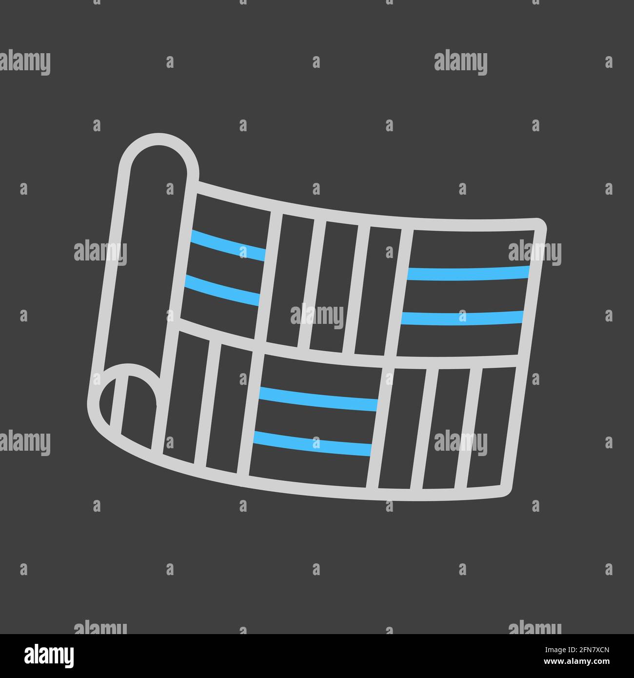 Icône de plan vectoriel en rouleau de linoléum sur fond sombre. Construction, réparation et construction. Symbole graphique pour la conception de votre site Web, votre logo, votre application, votre interface utilisateur Illustration de Vecteur