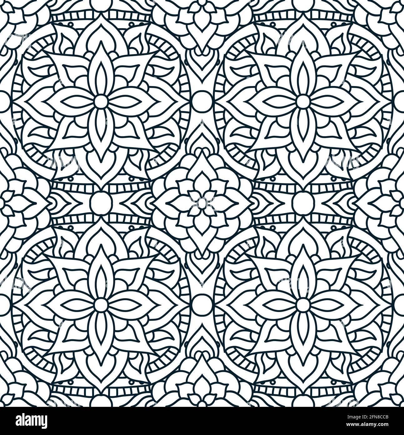 Motif indien façon mandala sans couture, motif vectoriel. Motif vectoriel sans couture pour fabrique. SPE 10. Illustration de Vecteur