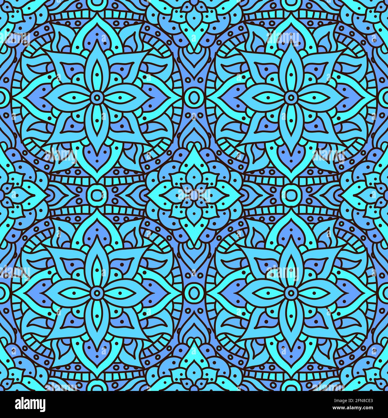 Mandala à motif sans couture. Texture sans couture du boho indien. Motif Vector butil bleu. Imprimé indien fleuri. Illustration de Vecteur