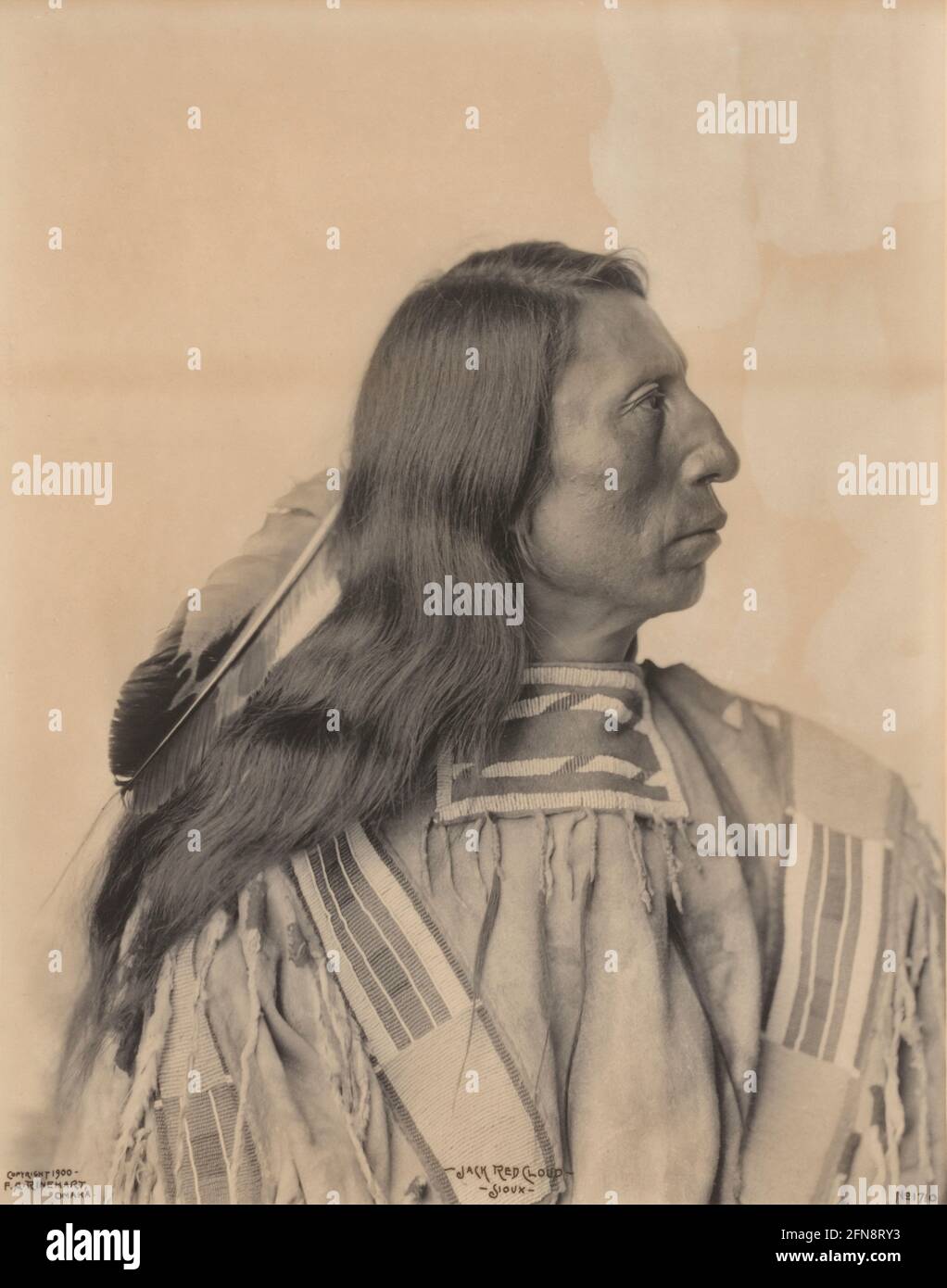 Portrait de Jack Red Cloud, un Indien Sioux, fin du XIXe siècle. Banque D'Images