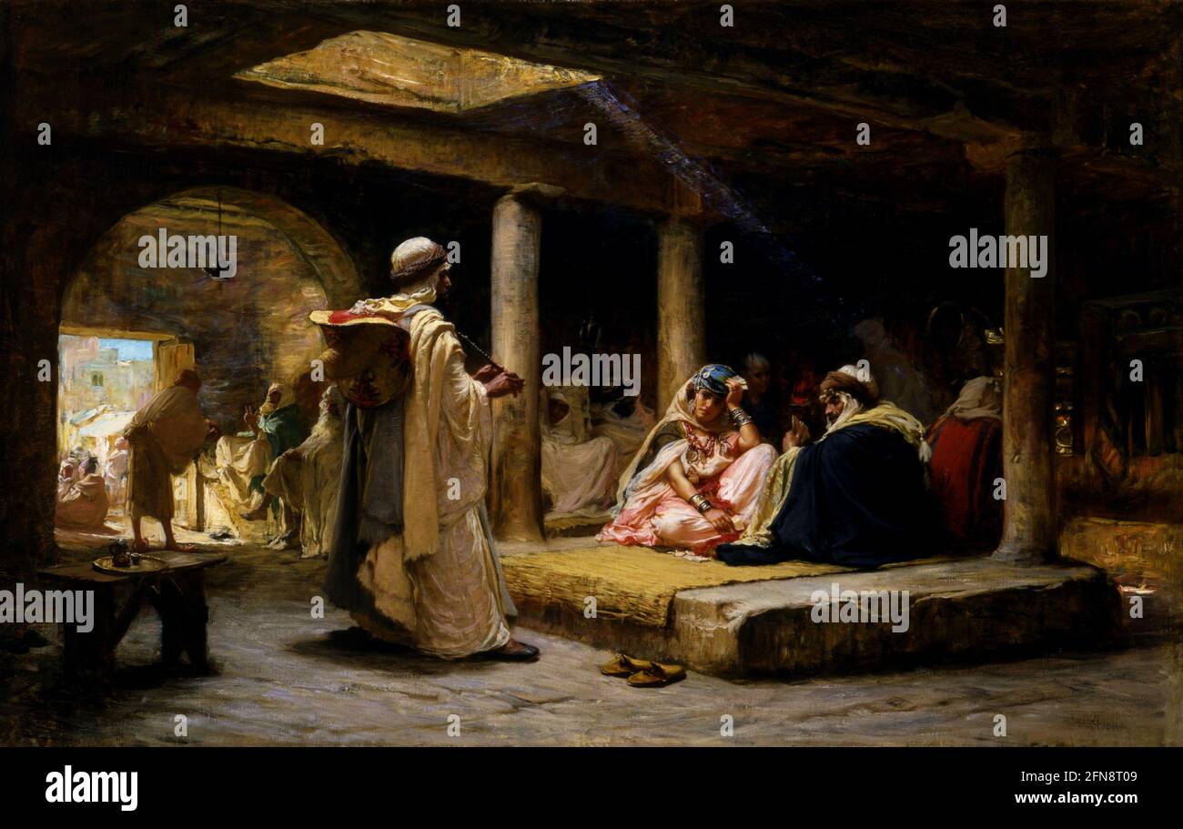 Café à Biskra, Algérie, 1884. Banque D'Images