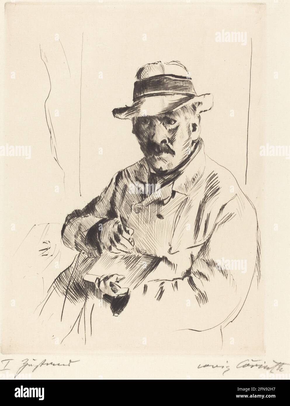 Selbstbildnis im Strohhut (autoportrait dans un chapeau de paille), 1913. Banque D'Images