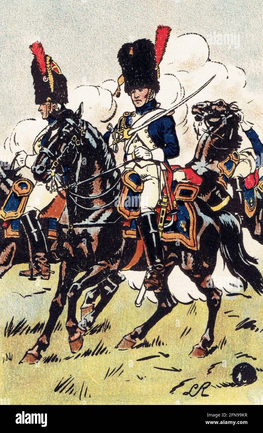 BERNARD BELLUC, FIGURINE EN PORCELAINE : L'IMPULSIF, GRENADIER À CHEVAL