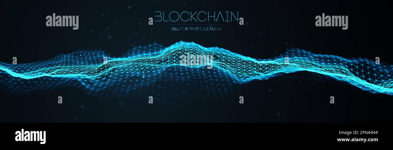 Blockchain technologie historique. Fintech Cryptocurrency chaîne bloc réseau et programmation concept. Segwit résumé. Illustration de Vecteur