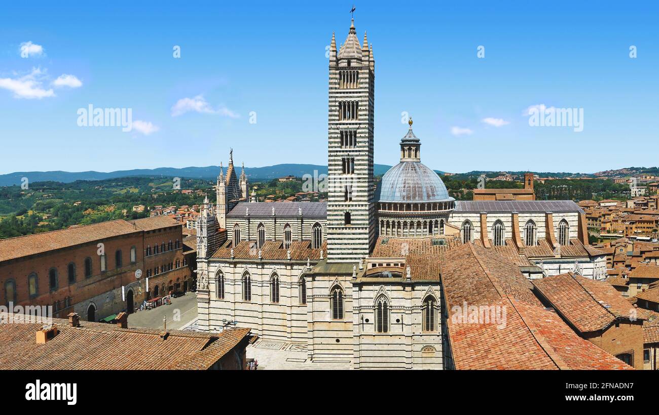 Ville de Sienne. Toscane. Italie. 06/30/2016. Notre-Dame-de-l'Assomption, lieu touristique du centre historique. Banque D'Images