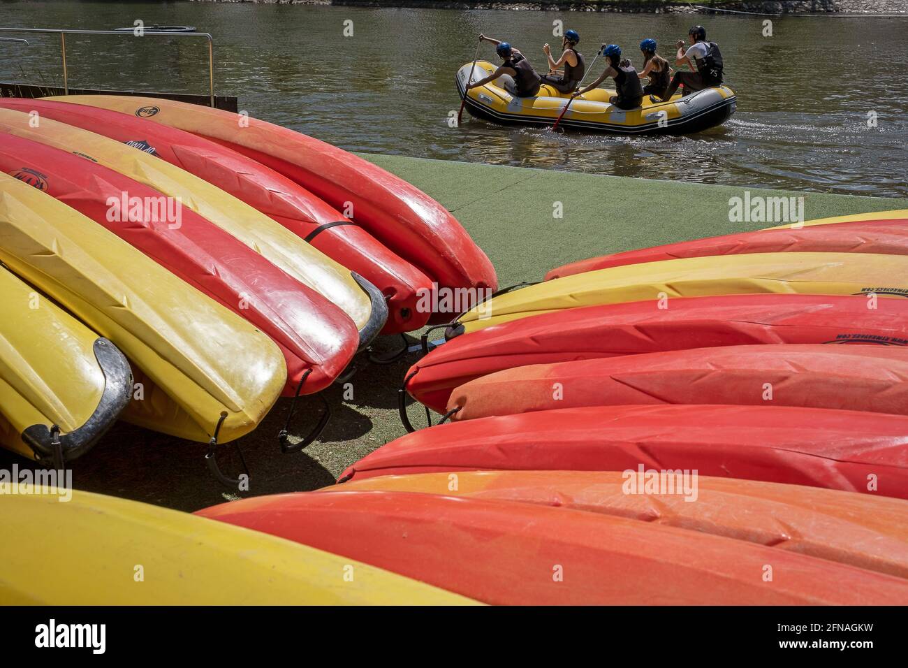 Rafting, Parc Olimpic del Segre, Parc olympique de Segre, la Seu d'Urgell, Lleida, Catalogne, Espagne Banque D'Images