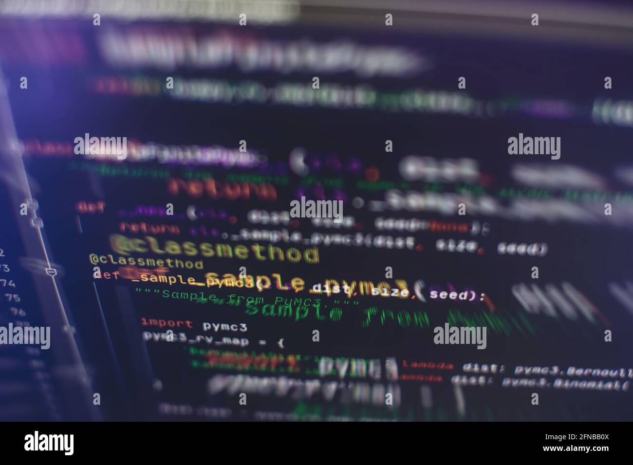 Temps de travail de programmation logicielle. Texte de code écrit et créé entièrement par moi-même. Banque D'Images