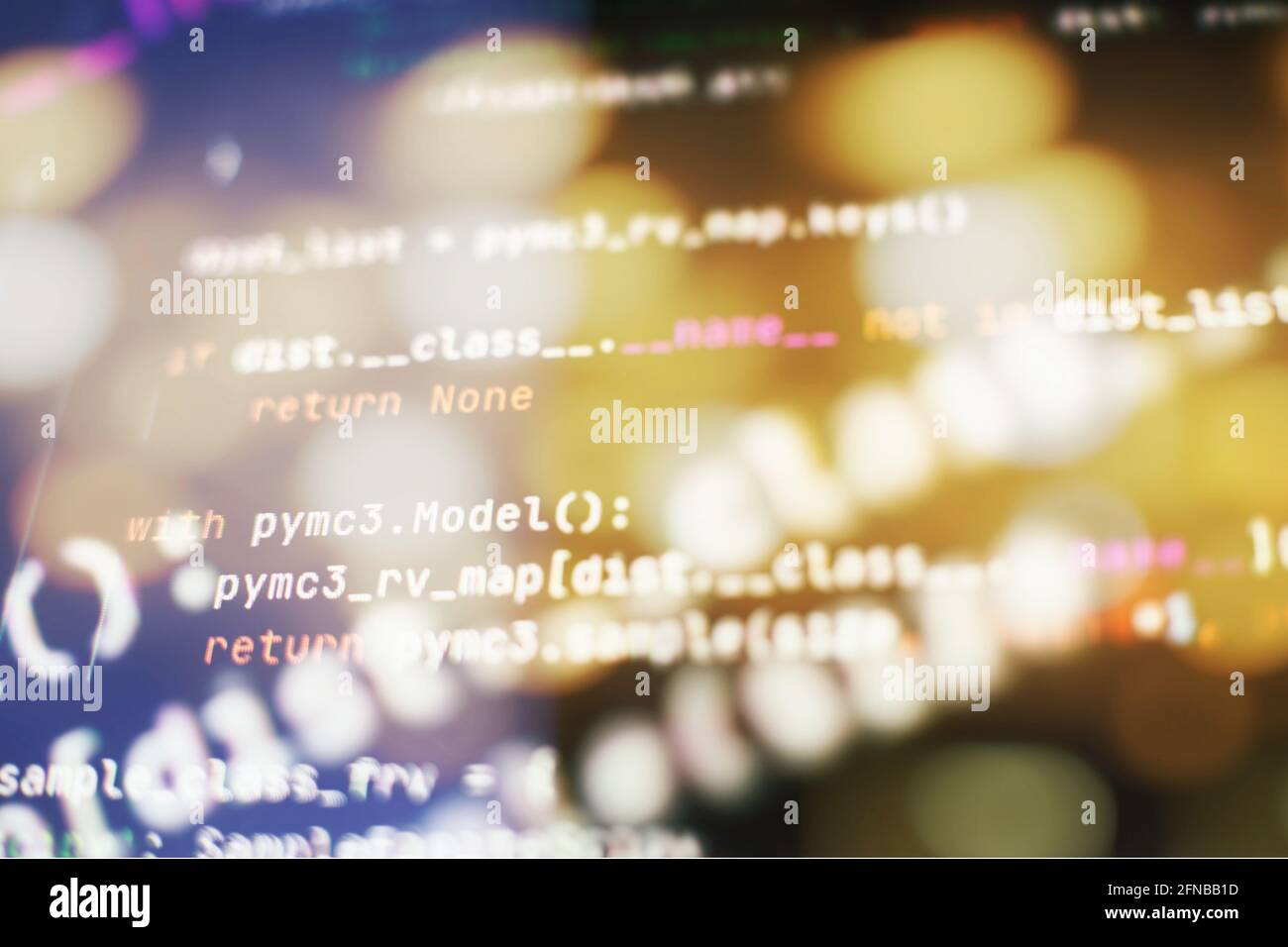 Temps de travail de programmation logicielle. Texte de code écrit et créé entièrement par moi-même. Banque D'Images