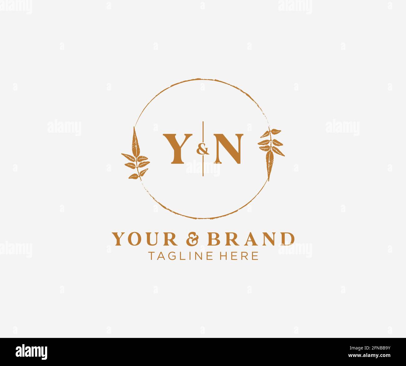 LETTRES YN cadres floraux. Décoration unique en monoline préfaite, modifiable et féminine, pour une carte de vœux, une invitation à un mariage. Illustration de Vecteur