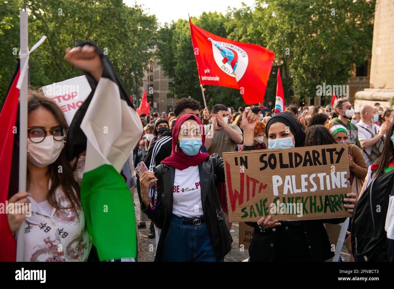 Manifestation de soutien au peuple palestinien lors de l'attaque israélienne sur la bande de Gaza. Rome, Italie, 15 mai 2021 Banque D'Images