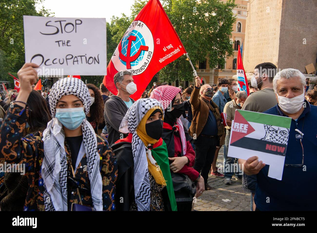 Manifestation de soutien au peuple palestinien lors de l'attaque israélienne sur la bande de Gaza. Rome, Italie, 15 mai 2021 Banque D'Images