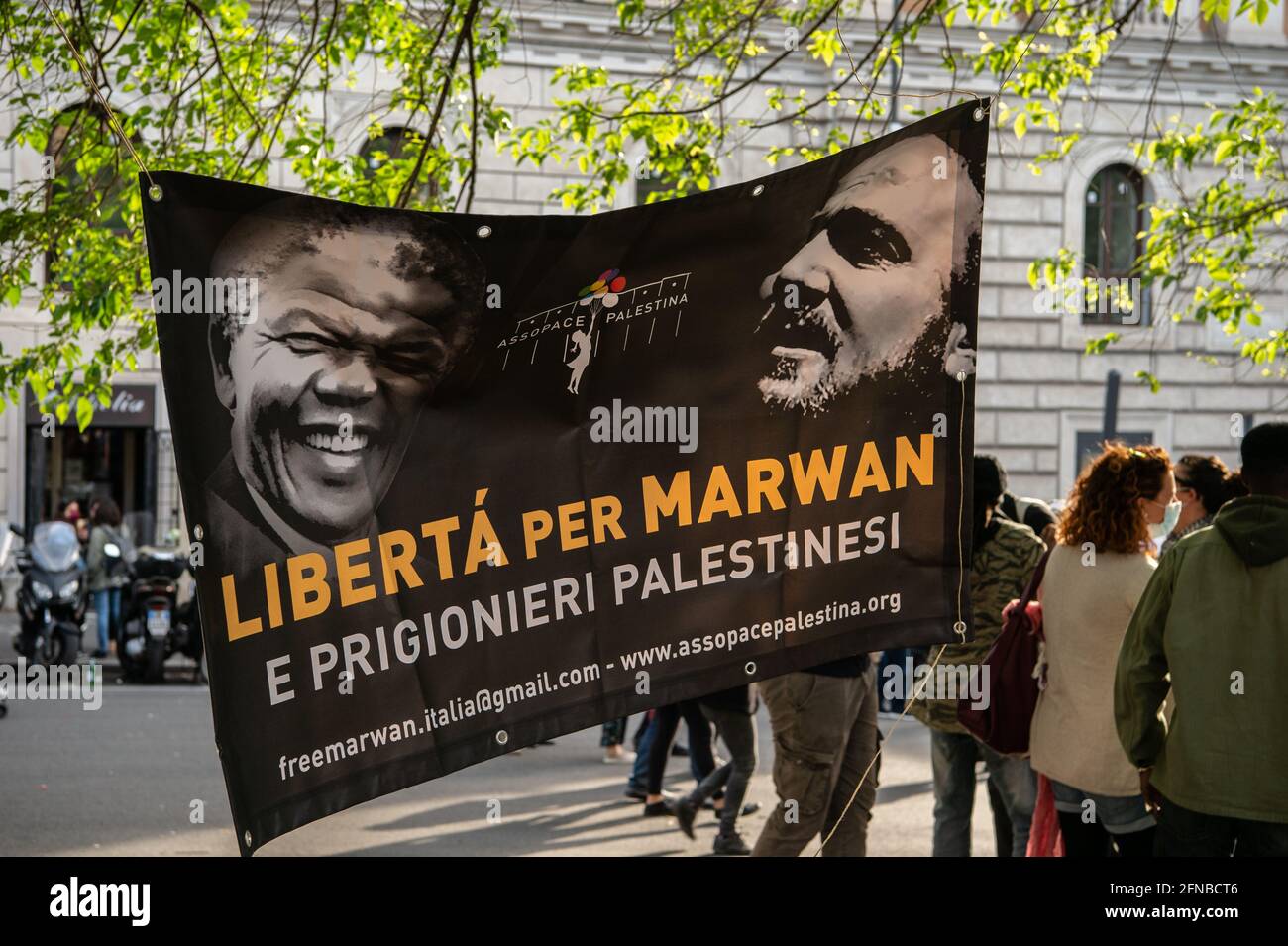 Manifestation de soutien au peuple palestinien lors de l'attaque israélienne sur la bande de Gaza. Rome, Italie, 15 mai 2021 Banque D'Images