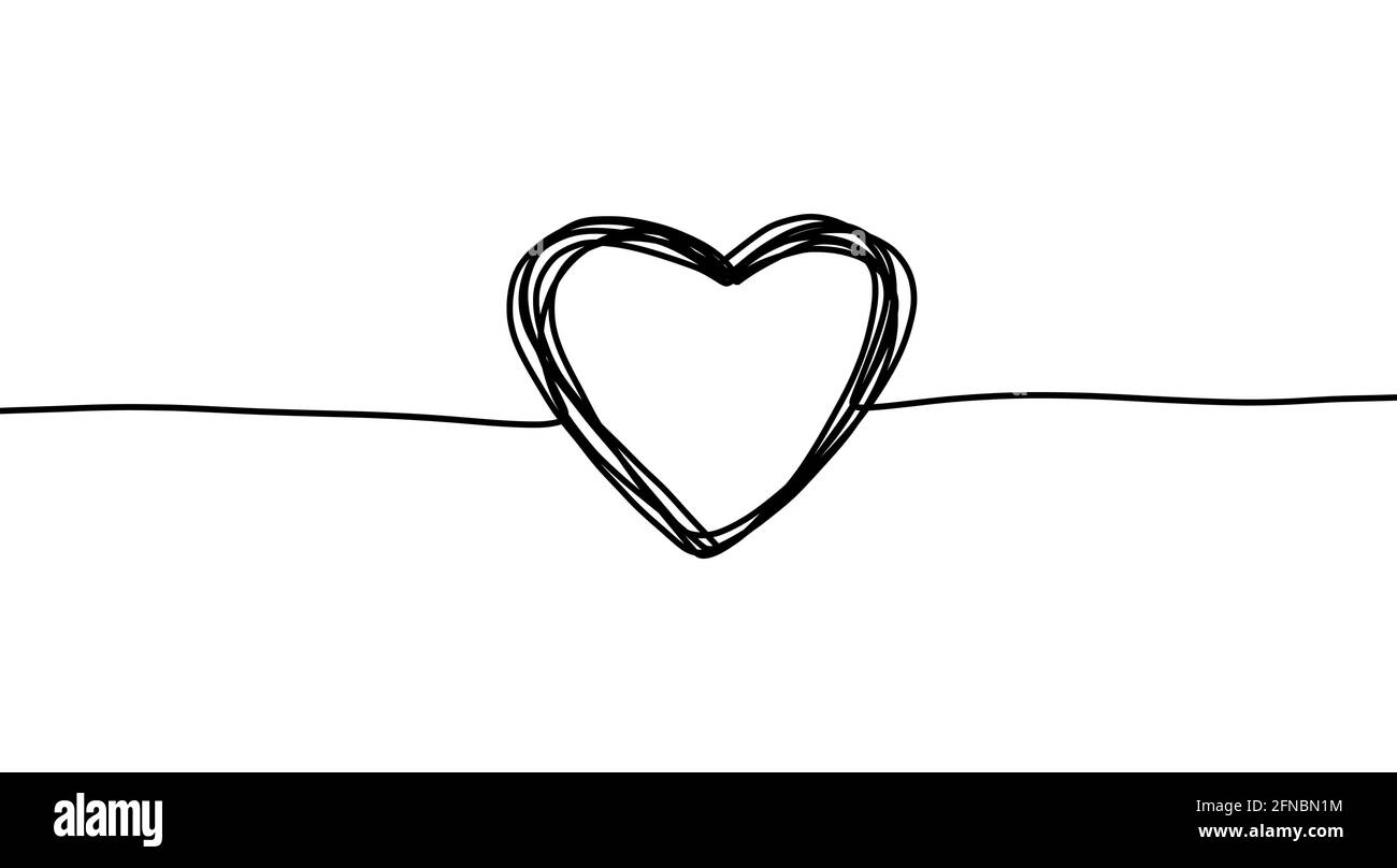 Cœur en ligne continue. Dessin à la ligne fine. Simple et tendance, gribouillage à la main. Illustration de Vecteur