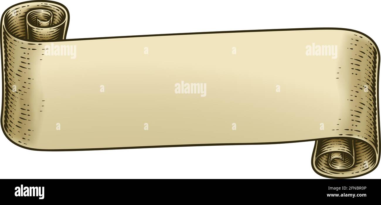 Faire défiler le dessin du ruban de papier continu en bois d'époque Illustration de Vecteur