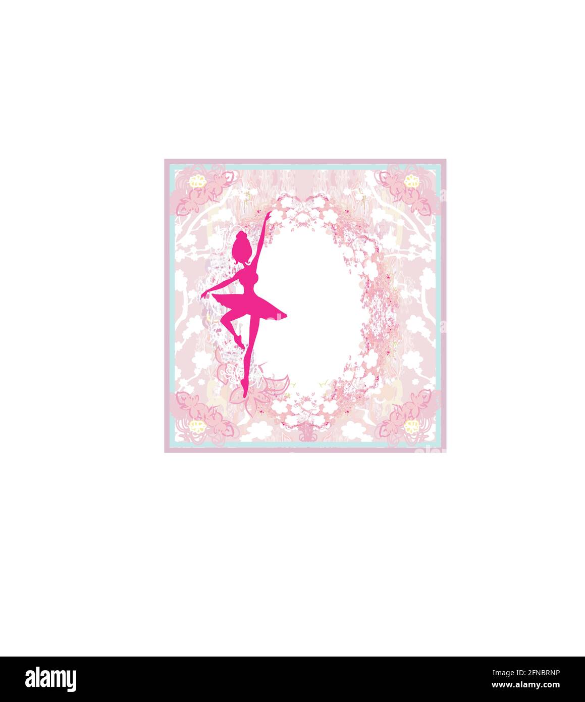 Magnifique ballerine - cadre fleuri vintage Illustration de Vecteur